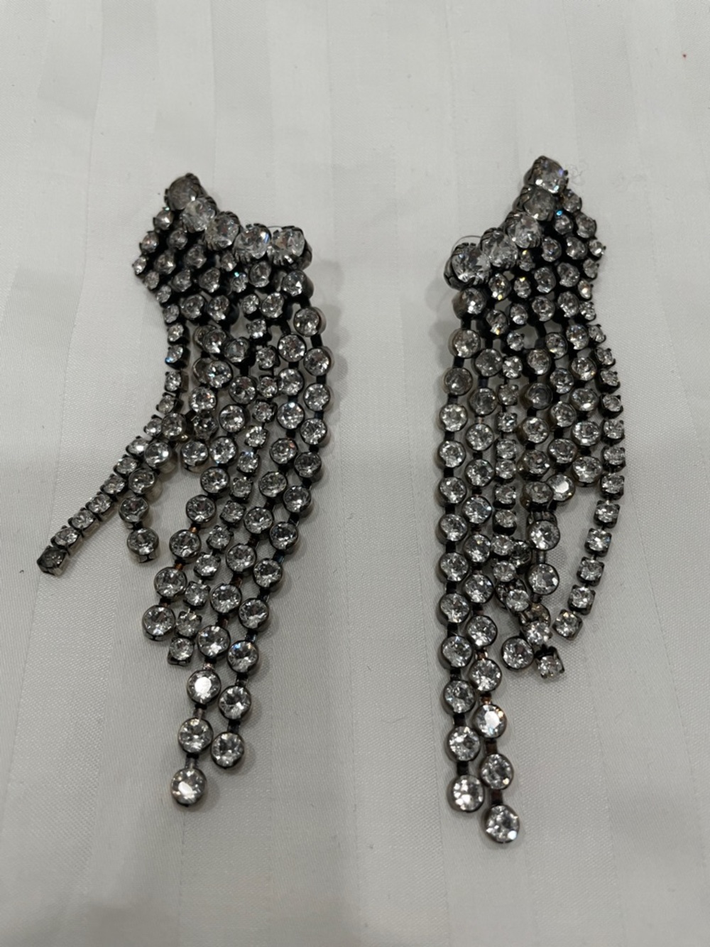 Isabel Marant Crystal Cascade Fringe Earrings - Clear Silver Tone